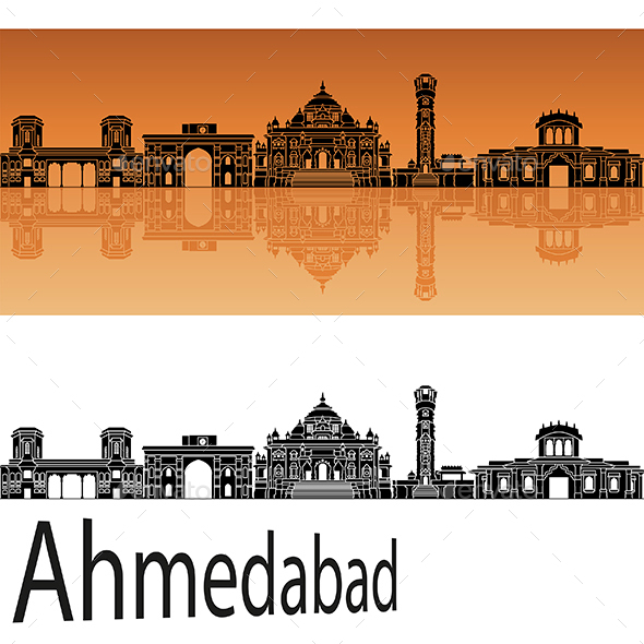 Ahmedabad Skyline in Orange by paulrommer | GraphicRiver